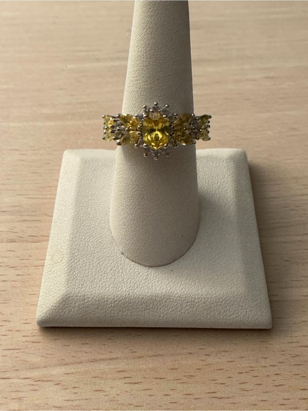 18K Gold Filled Yellow Cubic Zirconia Cluster Cocktail Ring Size 8